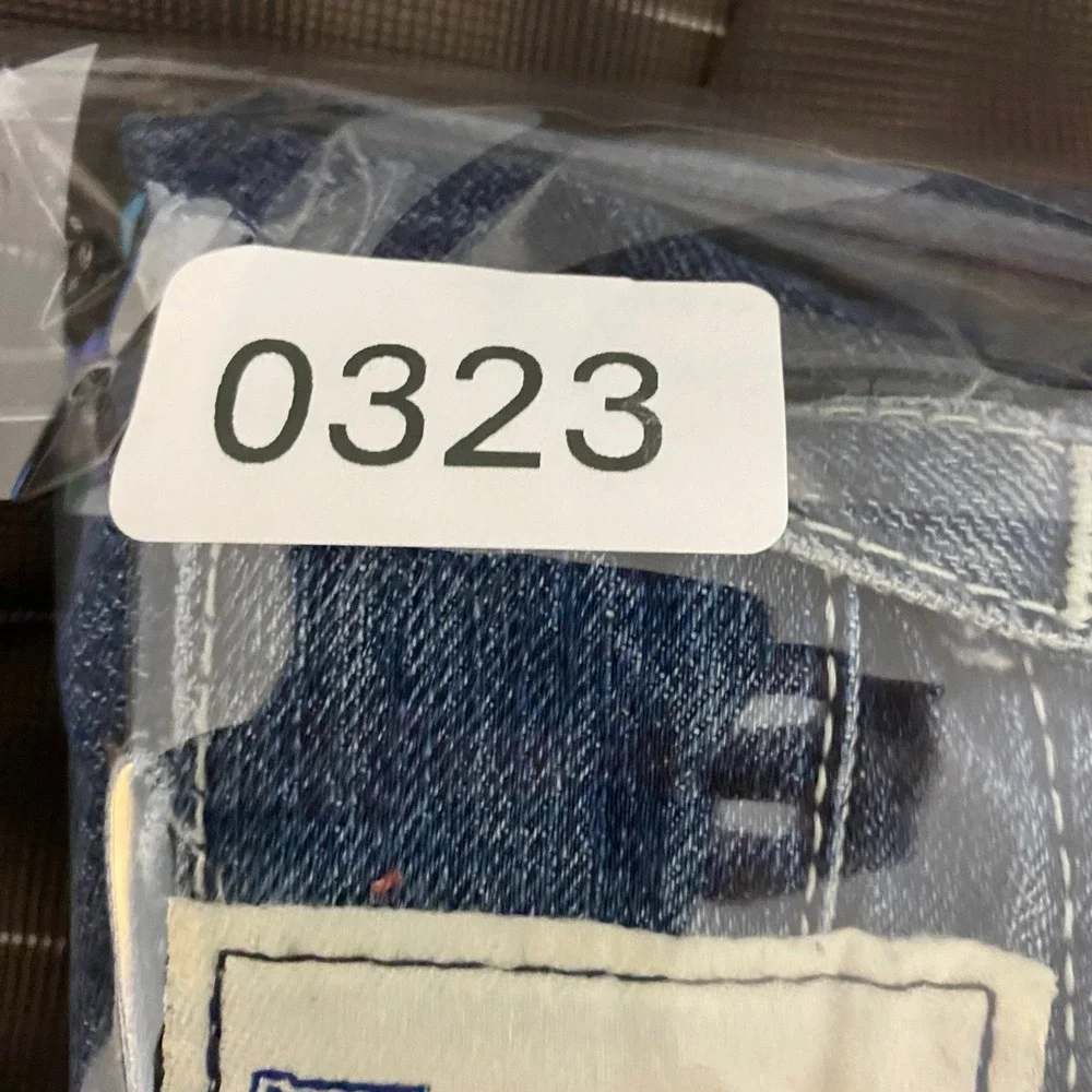 True Religion Straight W Flap Basic Mens 36 Blue Denim Jeans Contrast Stitching